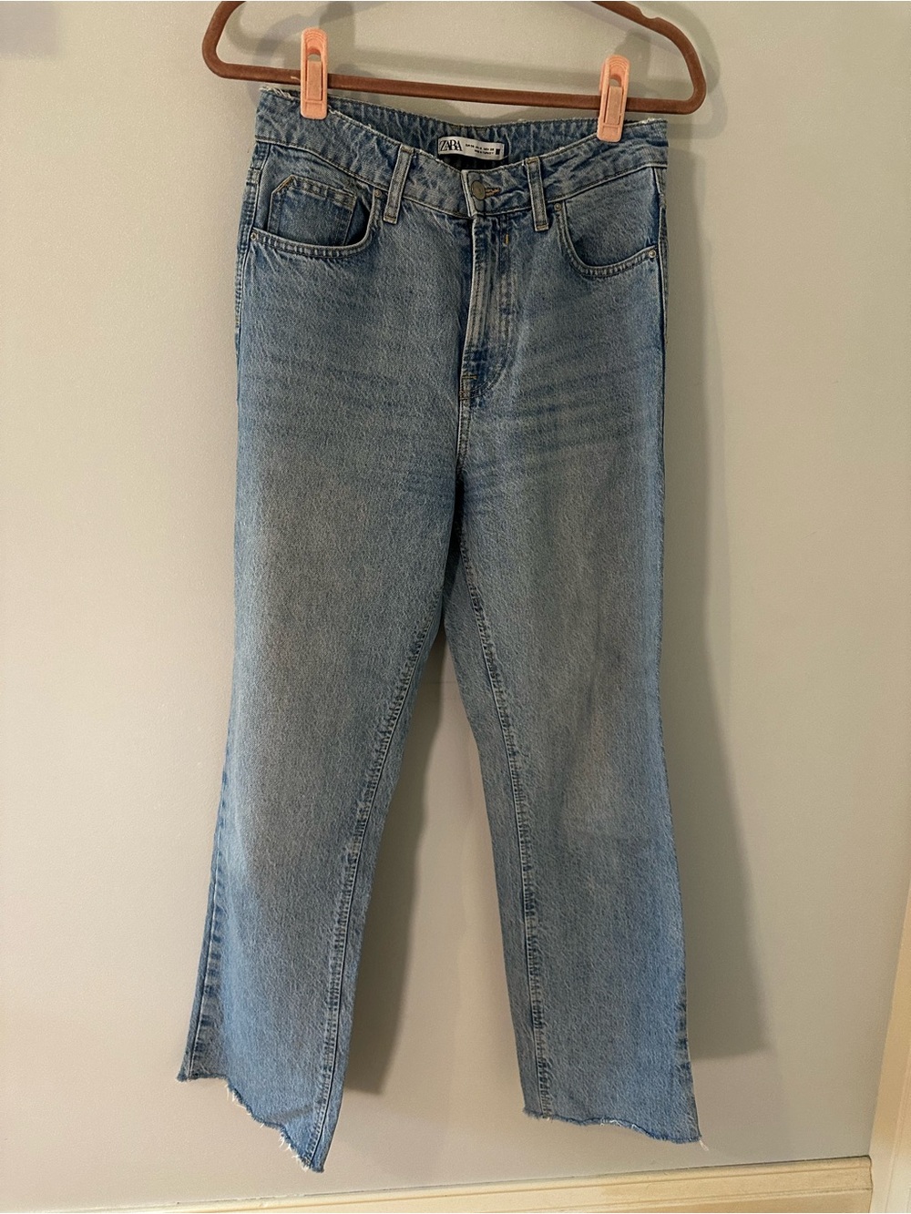 Zara Washed Blue Straight-Leg Jeans